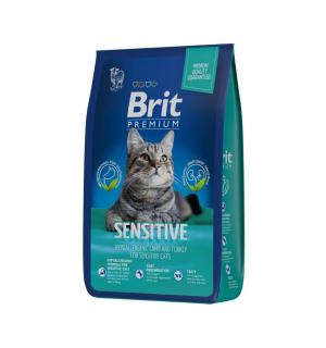 Сухой корм Brit Premium Sensitive для кошек с чувствительным пищеварением, с ягненком и индейкой  (8 кг)
