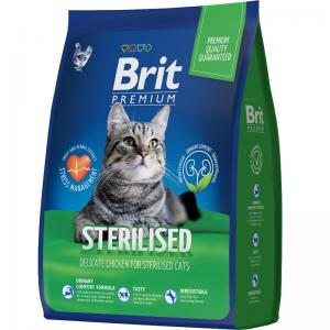 Сухой корм Brit Premium для кастрированных котов, курица и печень (2 кг)