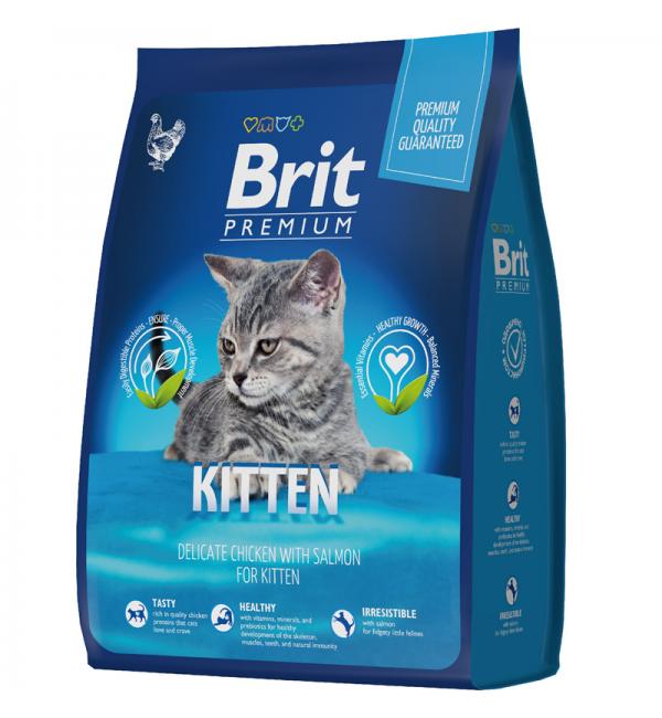 Сухой корм Brit Premium для котят, с курицей в лососевом соусе (2 кг)