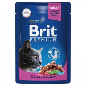 Влажный корм Brit Premium для кошек, курица и индейка (0,085 кг)