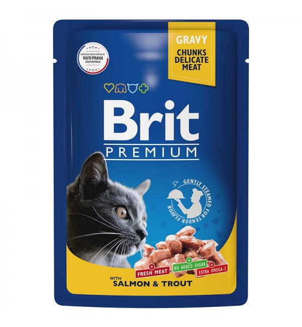 Влажный корм Brit Premium для кошек, лосось и форель (0,085 кг)