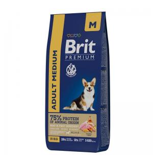 Сухой корм Brit Premium Adult M для взрослых собак средних пород (15 кг)