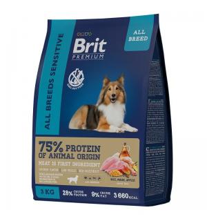 Сухой корм Brit Premium Sensitive для собак с чувствительным пищеварением (3 кг)