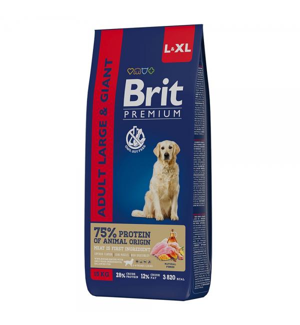 Сухой корм Brit Premium Adult L-XL для взрослых собак крупных и гигантских пород (15 кг)