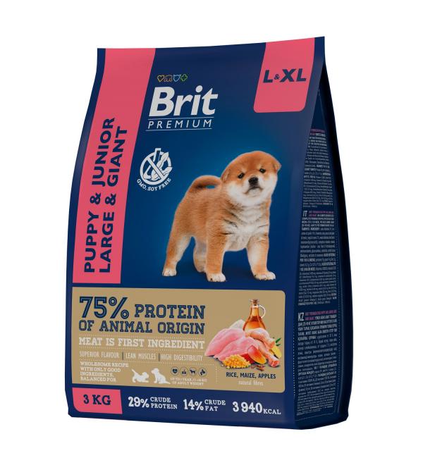 Сухой корм Brit Premium Junior L-XL для молодых собак крупных и гигантских пород (3 кг)