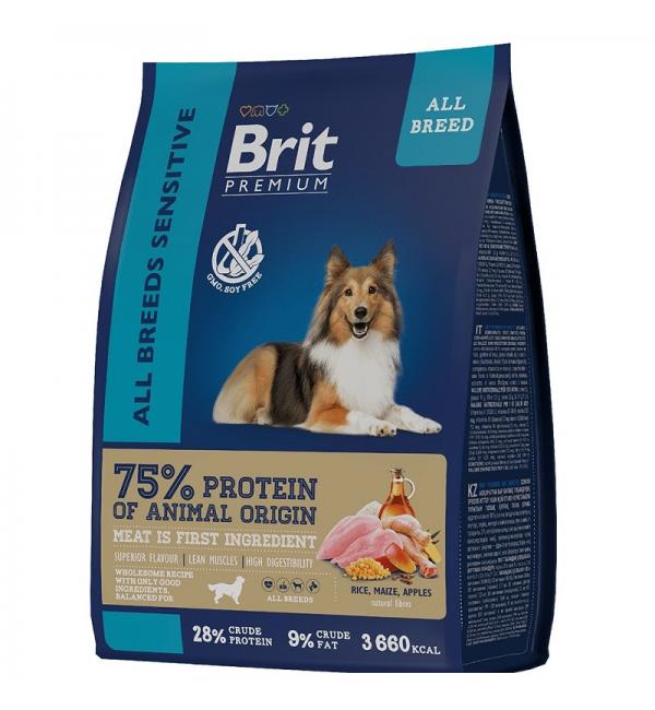 Сухой корм Brit Premium Sensitive для собак с чувствительным пищеварением (1 кг)