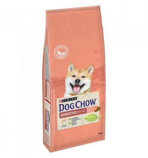 Сухой корм Dog Chow для взрослых собак с чувствительной кожей и чувствительным пищеварением, с лососем (14 кг)