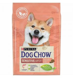 Сухой корм Dog Chow для взрослых собак с чувствительной кожей и чувствительным пищеварением, с лососем (2,5 кг)