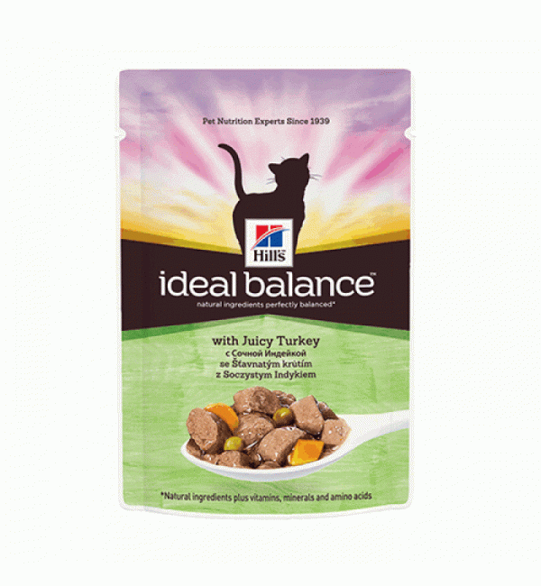 Влажный корм Hill's Ideal Balance для взрослых кошек, индейка и овощи (0,085 кг)