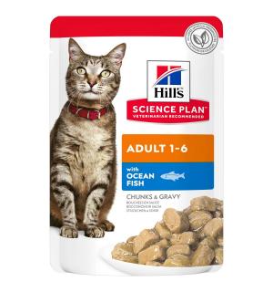 Влажный корм Hill's Science Plan для взрослых кошек, с рыбой в соусе (0,085 кг)