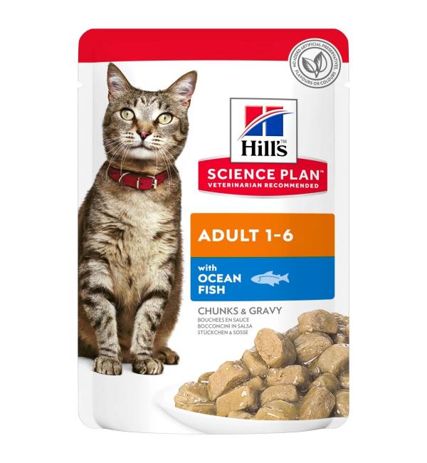Влажный корм Hill's Science Plan для взрослых кошек, с рыбой в соусе (0,085 кг) Влажный корм Hill's Science Plan для взрослых кошек, с рыбой в соусе (0,085 кг)