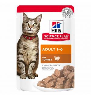 Влажный корм Hill's Science Plan для взрослых кошек, индейка в соусе (0,085 кг)