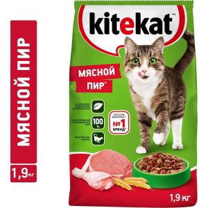 Сухой корм Kitekat для взрослых кошек "Мясной пир" (1,9 кг)