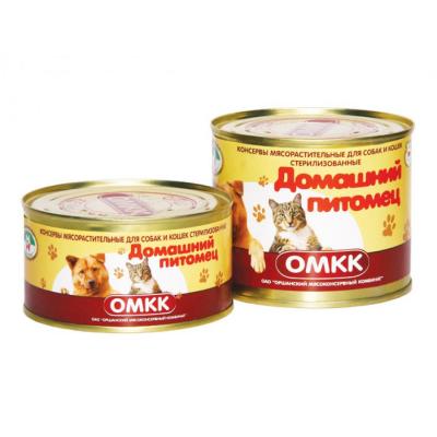 Консервы ОМКК для собак и кошек «Домашний питомец» (0,525 кг) ПРОДАЖА УПАКОВКАМИ 24 шт