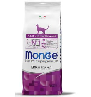 Сухой корм Monge Cat Adult для взрослых кошек, с цыпленком (10 кг)