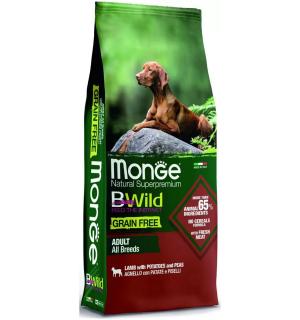 Сухой беззерновой корм Monge BW GF ADULT LAMB для взрослых собак всех пород с ягненком (12 кг)