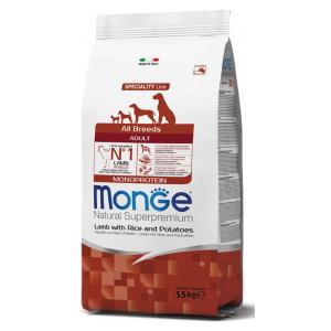 Сухой корм Monge Dog Monoprotein для взрослых собак всех пород, с ягненком, рисом и картофелем (12 кг)