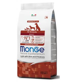 Сухой корм Monge Dog Monoprotein для взрослых собак всех пород, с ягненком, рисом и картофелем (12 кг)