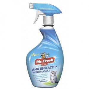 Mr. Fresh Ликвидатор пятен и запаха для кошек и хорьков 3в1, 500 мл Mr. Fresh Ликвидатор пятен и запаха для кошек и хорьков 3в1, 500 мл