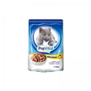 Консервы PreVital Classic для кошек, с курицей в соусе (0,1 кг)