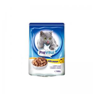 Консервы PreVital Classic для кошек, с курицей в соусе (0,1 кг)