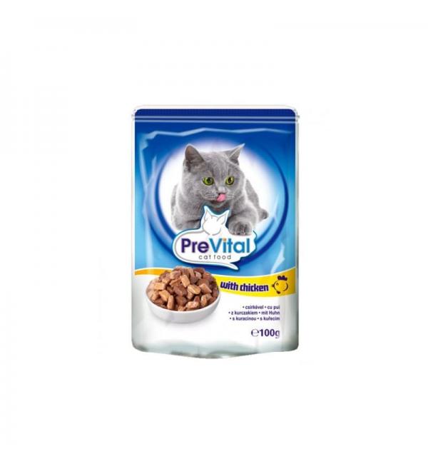 Консервы PreVital Classic для кошек, с курицей в соусе (0,1 кг)