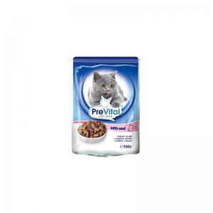 Консервы PreVital Classic для кошек, с телятиной в соусе (0,1 кг)