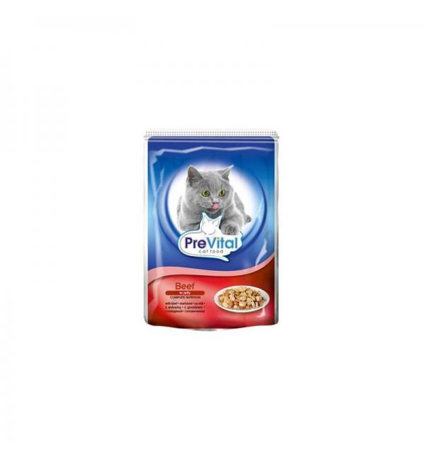 Консервы PreVital Classic для кошек в желе, говядина (0,1 кг)
