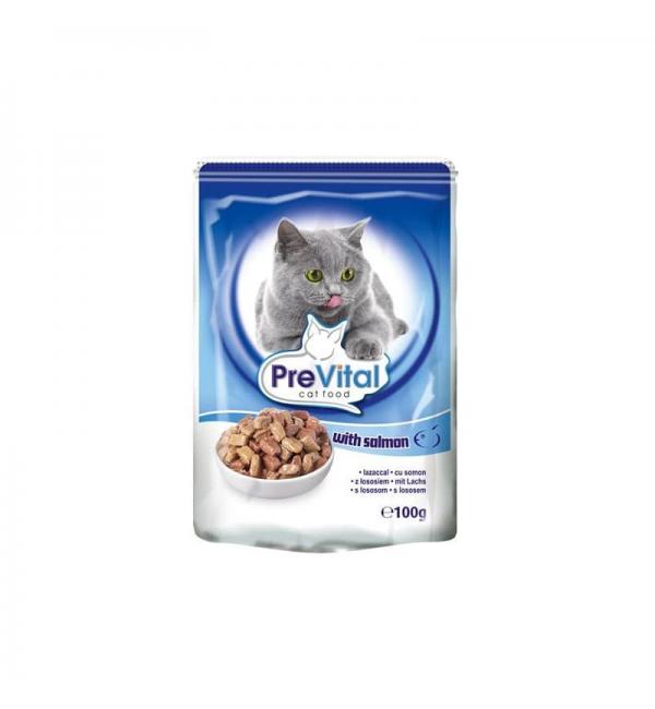 Консервы PreVital Classic для кошек в желе, лосось (0,1 кг)