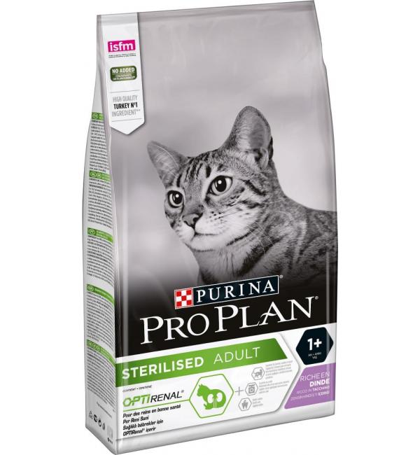 Сухой корм Pro Plan для взрослых стерилизованных кошек и кастрированных котов, с высоким содержанием индейки (3 кг)