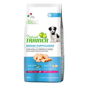 Сухой корм Trainer Natural для щенков средних пород от 11 до 30 кг и старше 2 мес, с мясом курицы (12 кг)