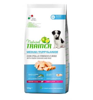  Сухой корм Trainer Natural для щенков средних пород от 11 до 30 кг и старше 2 мес, с мясом курицы (12 кг)