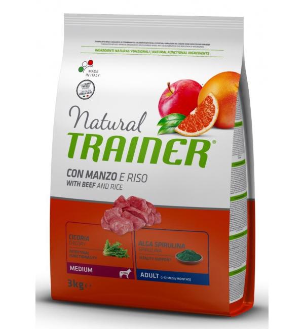  Сухой корм Trainer Natural для взрослых собак средних пород до 30 кг и старше 12 мес, с говядиной (12 кг)