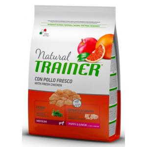  Сухой корм Trainer Natural для щенков собак средних пород от 11 до 30 кг и старше 2 мес, с мясом курицы (12 кг)