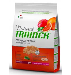  Сухой корм Trainer Natural для щенков собак средних пород от 11 до 30 кг и старше 2 мес, с мясом курицы (12 кг)