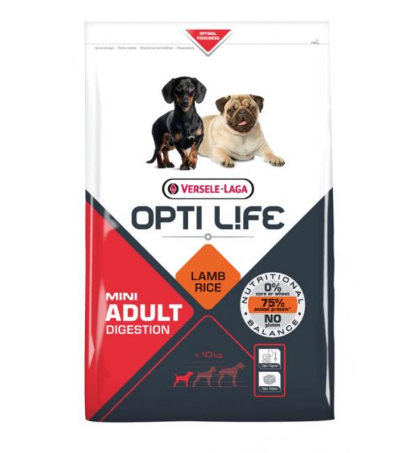Сухой корм Versele-Laga Opti Life Adult Digestion Mini, для мелких собак с чувств. пищеварением, ягненок и рис (12,5кг) Сухой корм Versele-Laga Opti Life Adult Digestion Mini, для мелких собак с чувств. пищеварением, ягненок и рис (12,5кг)